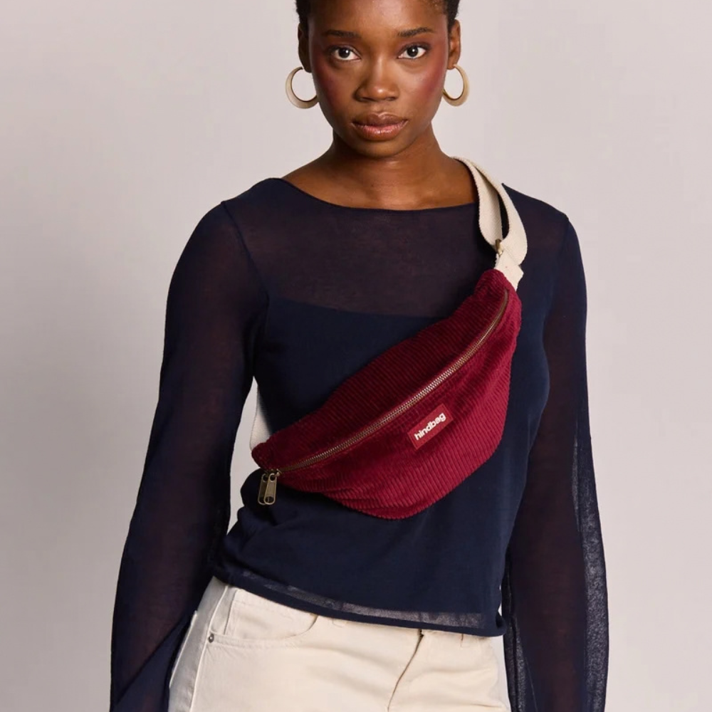 Olivia_sac_banane_hindbag_velours_bordeau