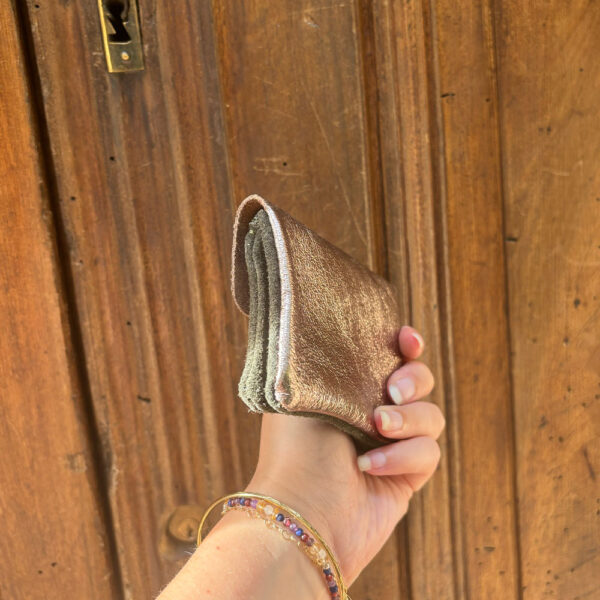 Petit porte monnaie cuir pailleté daim dos