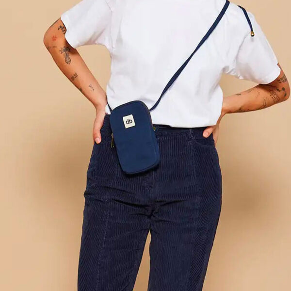 Pochette téléphone Bill en coton bio Hindbag couleur Navy