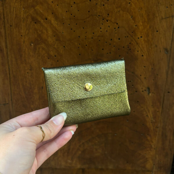 Petite pochette en cuir pailleté | Porte-cartes