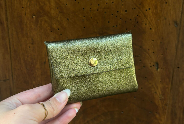 Petite pochette en cuir pailleté | Porte-cartes