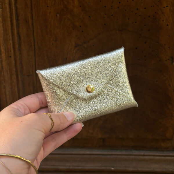 Petite pochette en cuir pailleté | Porte-cartes