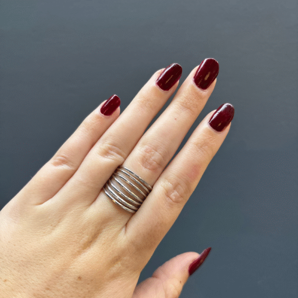 Bague argentée multi-anneaux réglable en acier inoxydable – bijou Montpellier