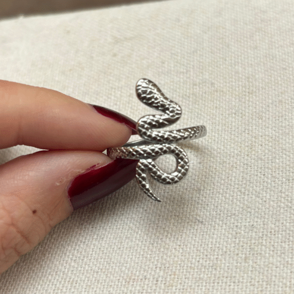 Bague serpent argentée réglable en acier inoxydable – bijou Montpellier