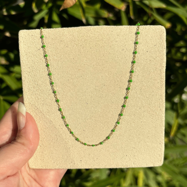Collier acier inoxydable résine vert montpellier