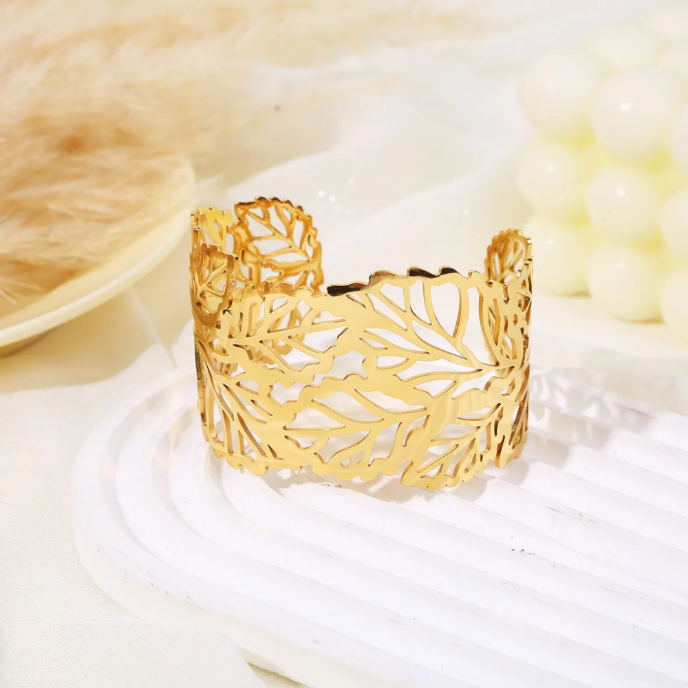 jonc-feuilles-doré-acier-inoxydable