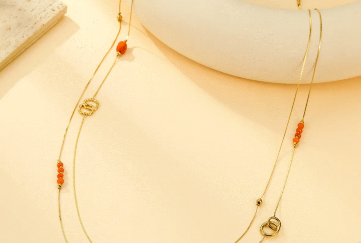 Sautoir femme en acier inoxydable doré NOÉ – bijou élégant Montpellier