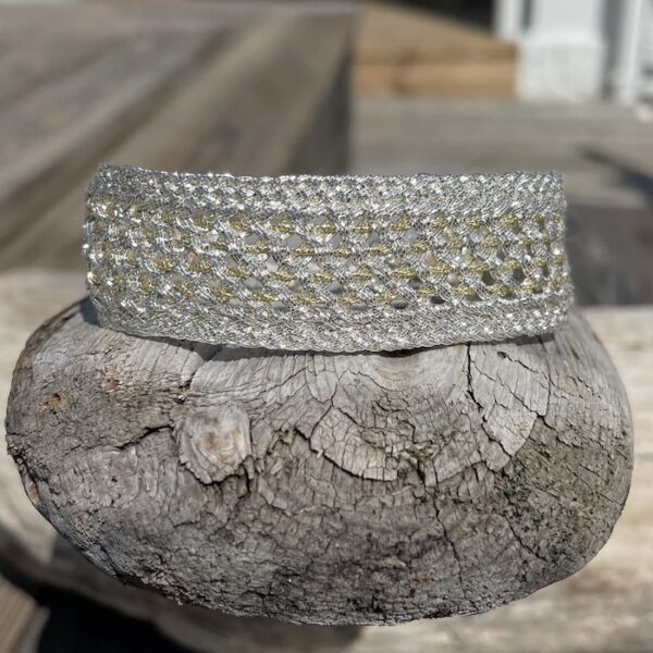 bracelet tissé artisanal fil de soie or argent ajustable