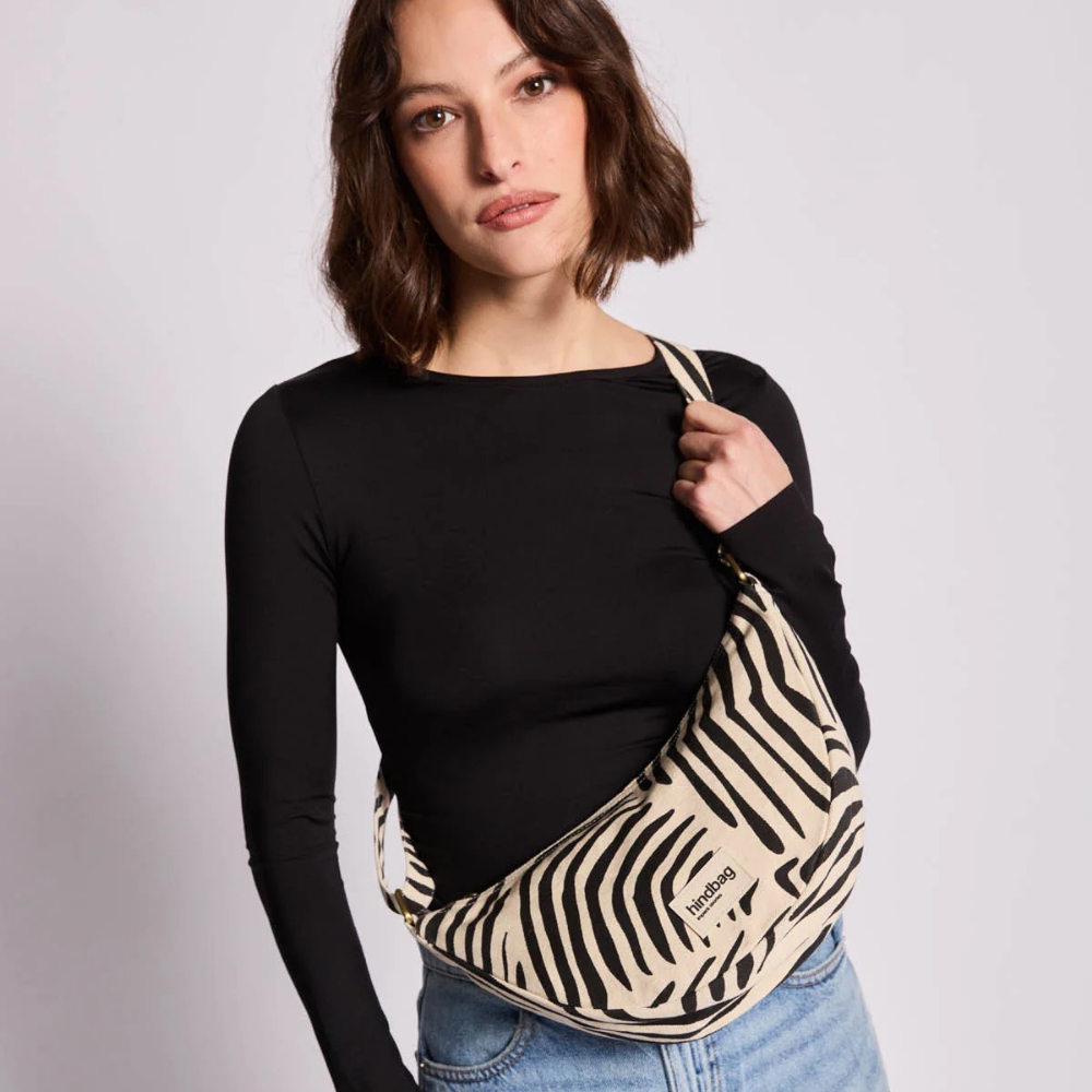 Sac banane Hindbag Andréa zèbre écru (2)
