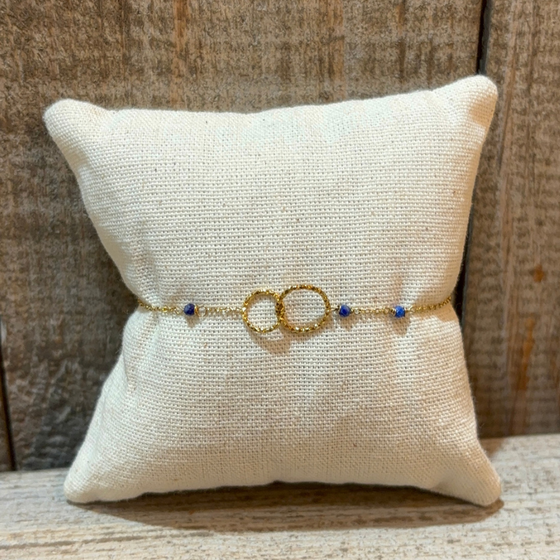 bracelet-dore-double-anneau-bleu-foncé-iris-montpellier