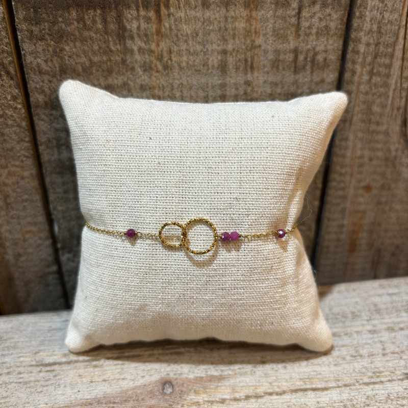 bracelet-dore-double-anneau-orange-framboise-montpellier