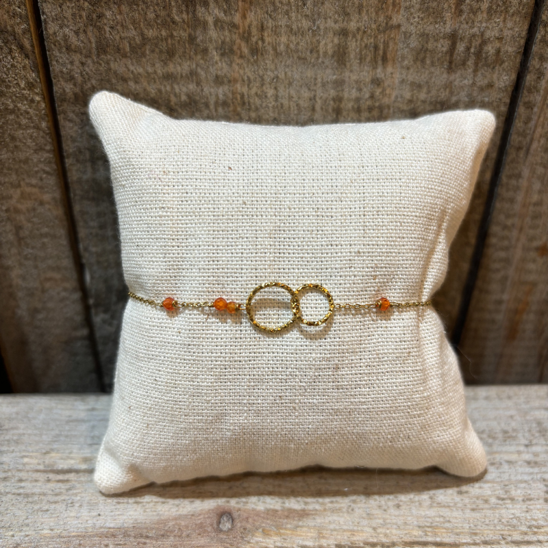 bracelet-dore-double-anneau-orange-iris-montpellier