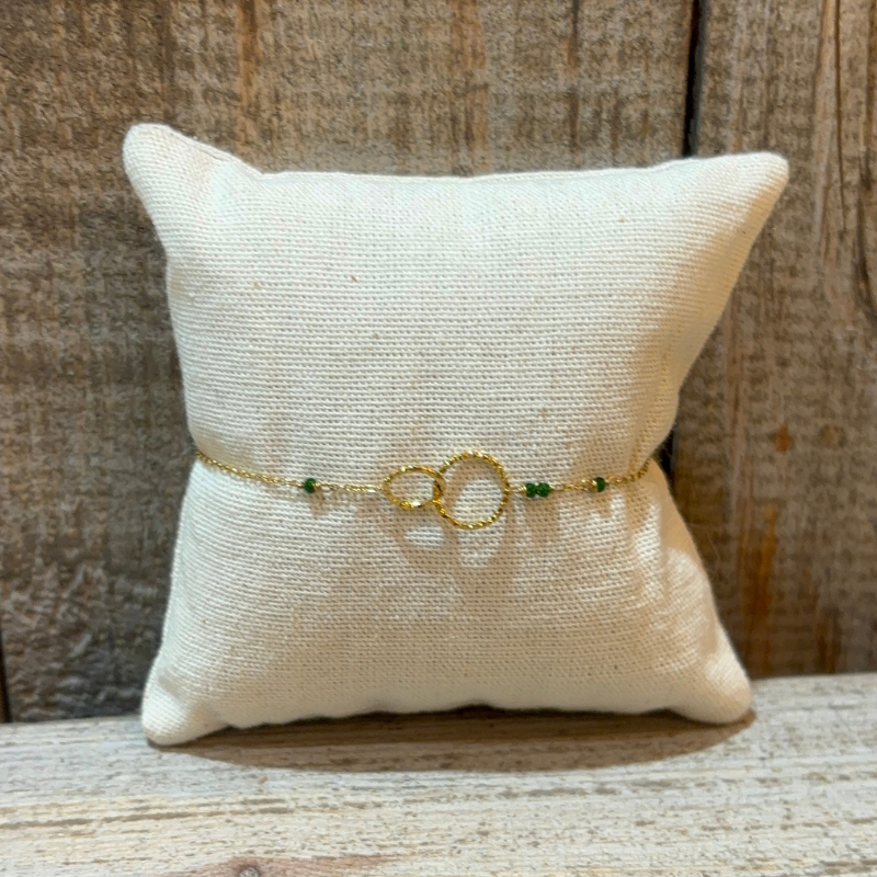 bracelet-dore-double-anneau-vert-iris-montpellier