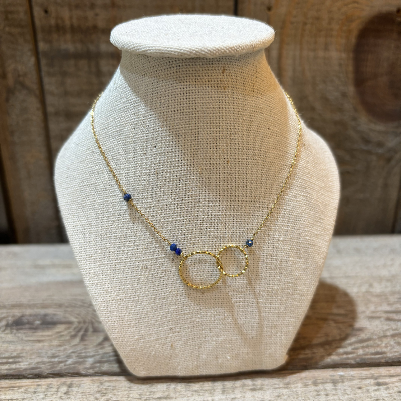 collier-dore-double-anneau-bleu-foncé-iris-montpellier